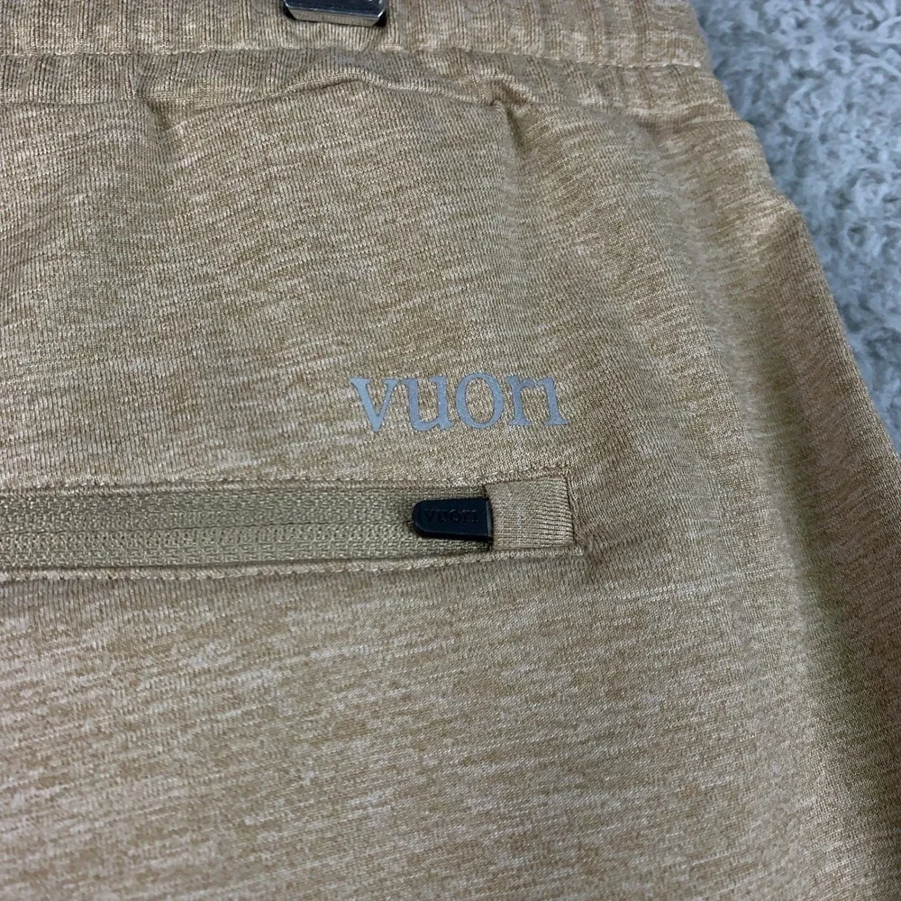 Vuori Sunday Performance Jogger Pants Mens XL Tan Heathered Tapered Stretch Knit